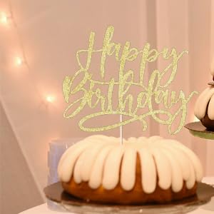 Kaoenla غلاف كعكة عيد ميلاد سعيد من كاوينلا، بريق ذهبي لتزيين كعكة عيد ميلاد سعيد، مناسب لتزيين الحفلات للذكرى السنوية/عيد الميلاد (ذهبي) - Image 4